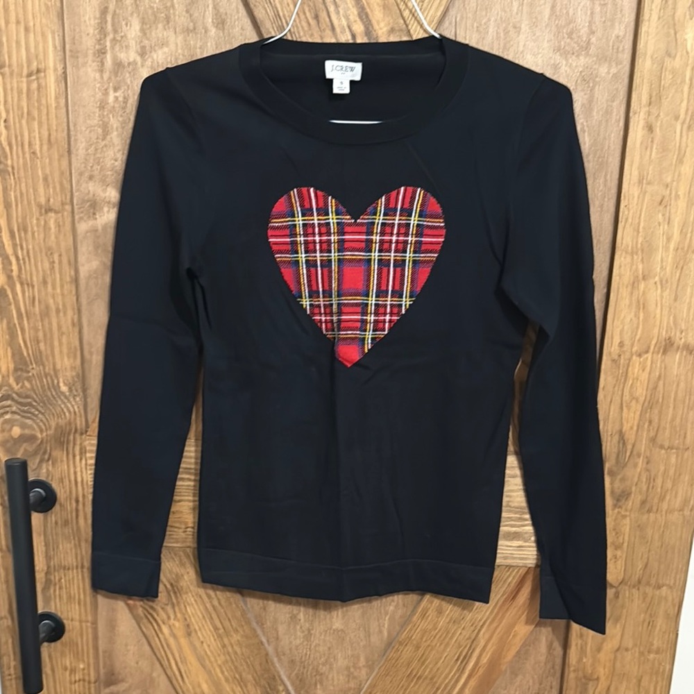 Jcrew Tartan heart sweater